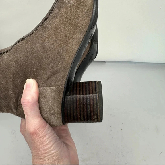 Homers Taupe Suede Leather Double Zip Booties  US‎ 7 1/2 EU 37 1/2 Spain Artisan - Picture 14 of 16